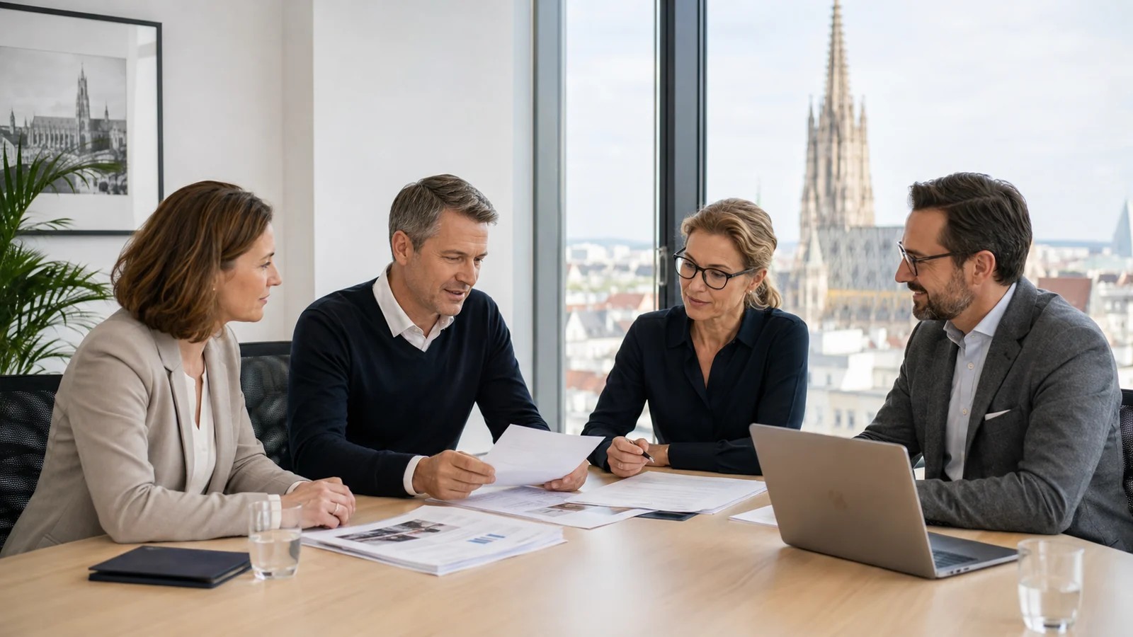 Besprechung über Immobilien, Kanzlei und Unternehmensnachfolge in Wien